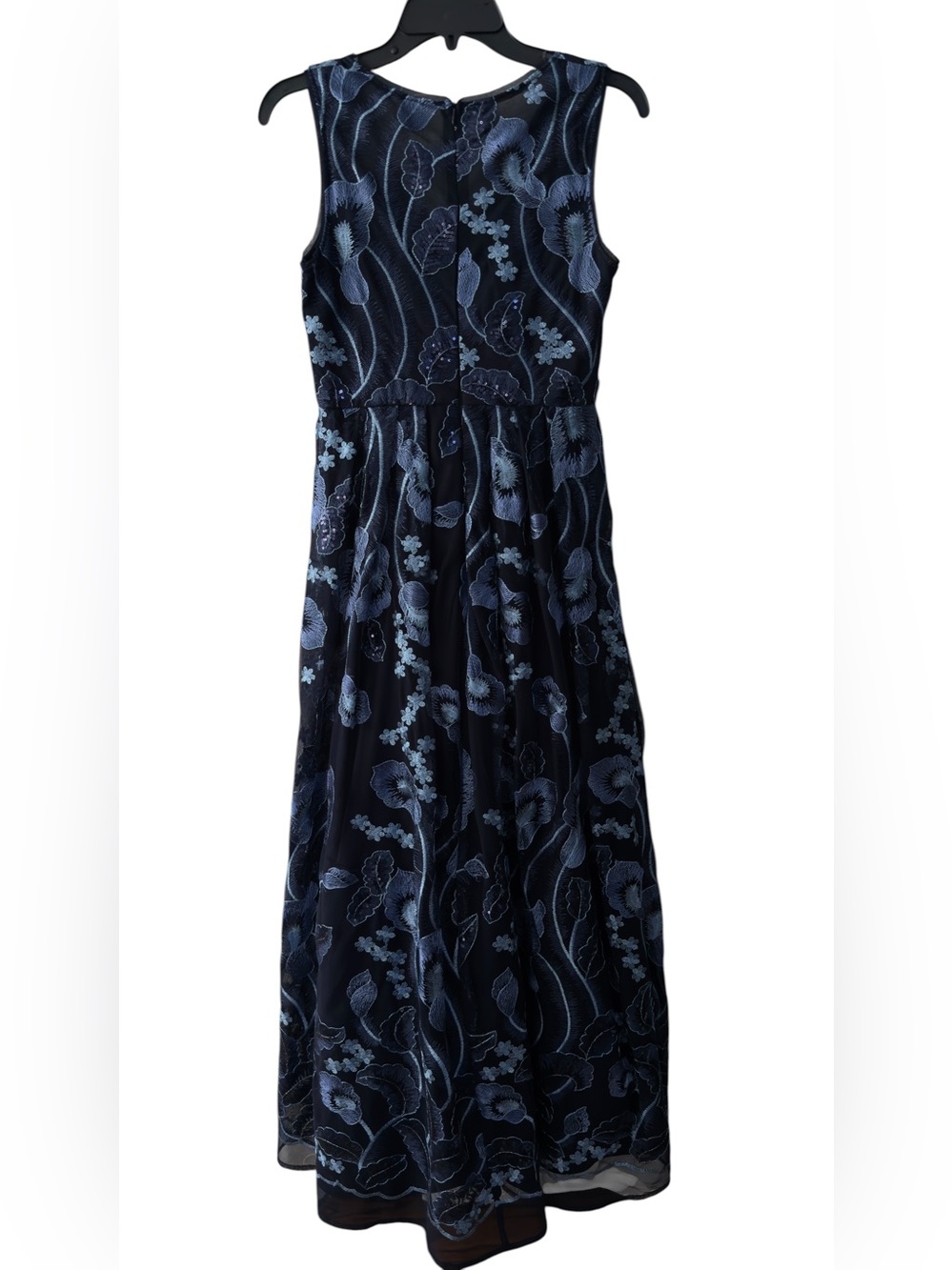 R&M Richards Petite Navy Blue Sequin Formal Gown Evening Dress Size 4P - Picture 4 of 9